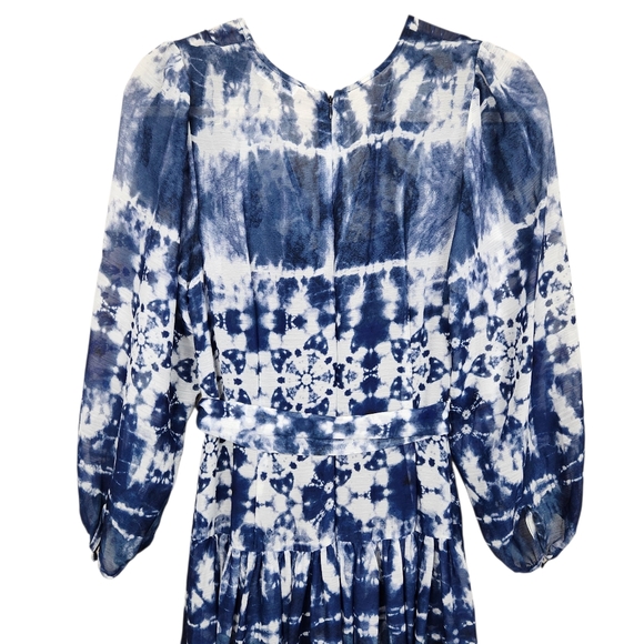 Calvin Klein Tie Dyed Wrap Maxi Dress Blue White Wedding Evening Womens Size 8 - Picture 11 of 16